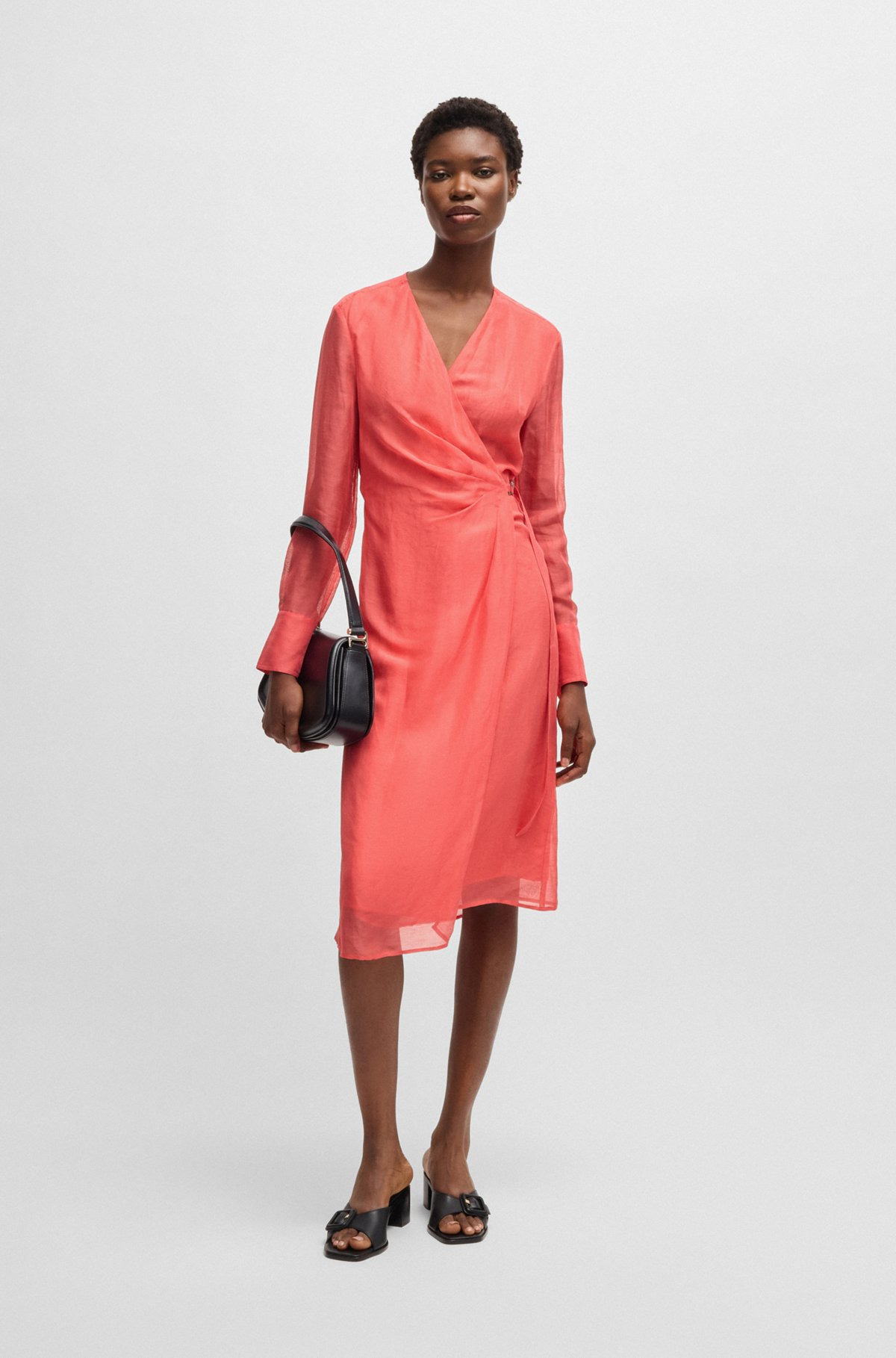 WRAP DRESS WITH SHEER DETAILING - 2