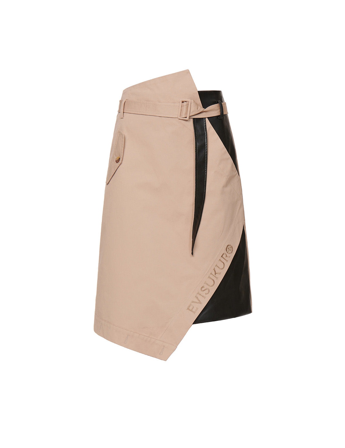 Fabric Mixed Wrapped Trench Skirt - 9