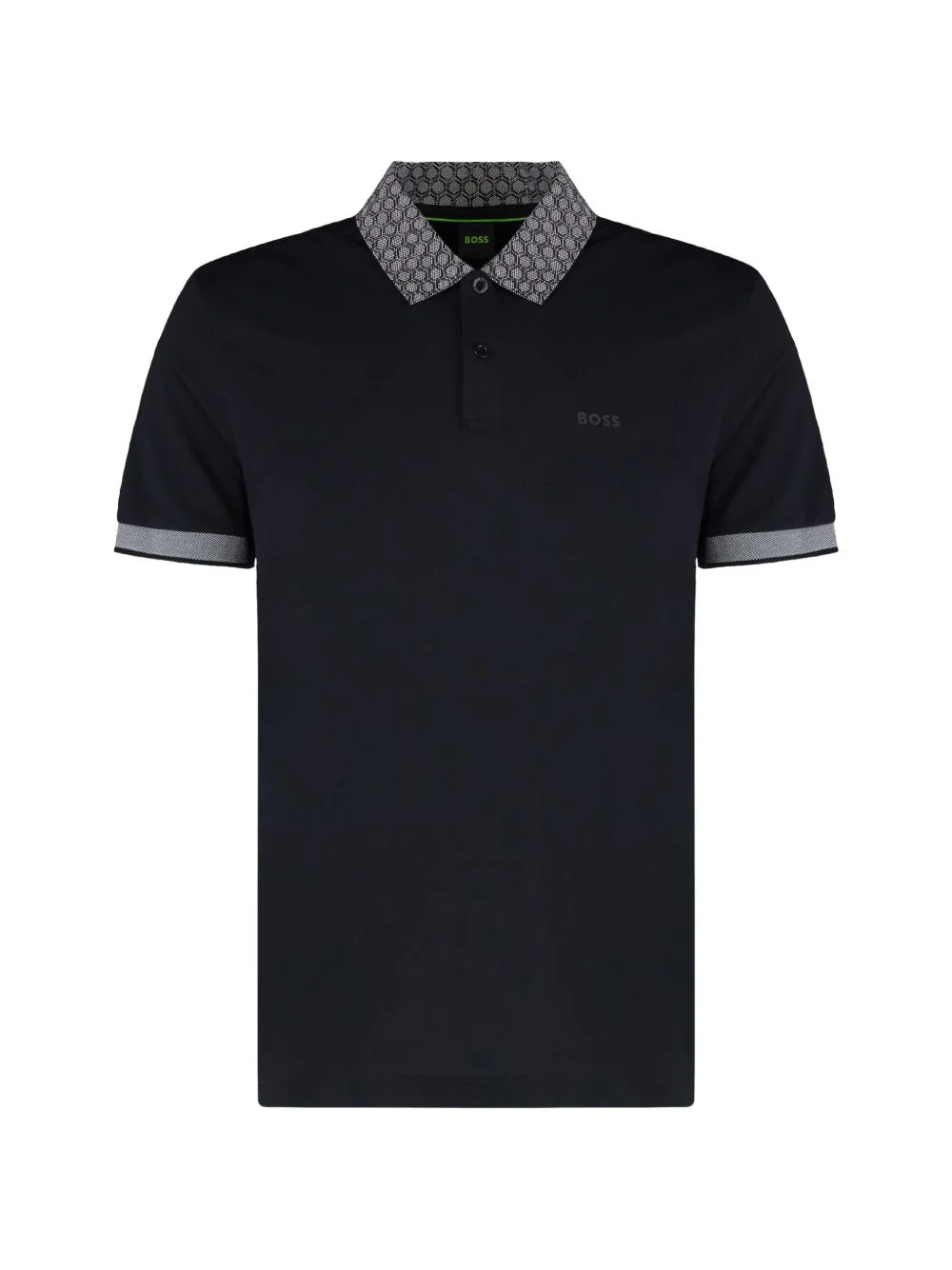 patterned-collar polo shirt - 1