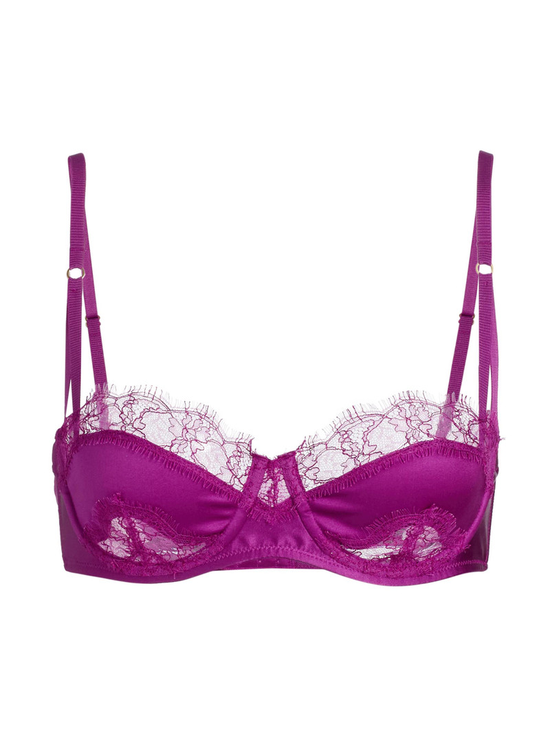 Women's Lace Inset Balconette Bra - Framboise 1