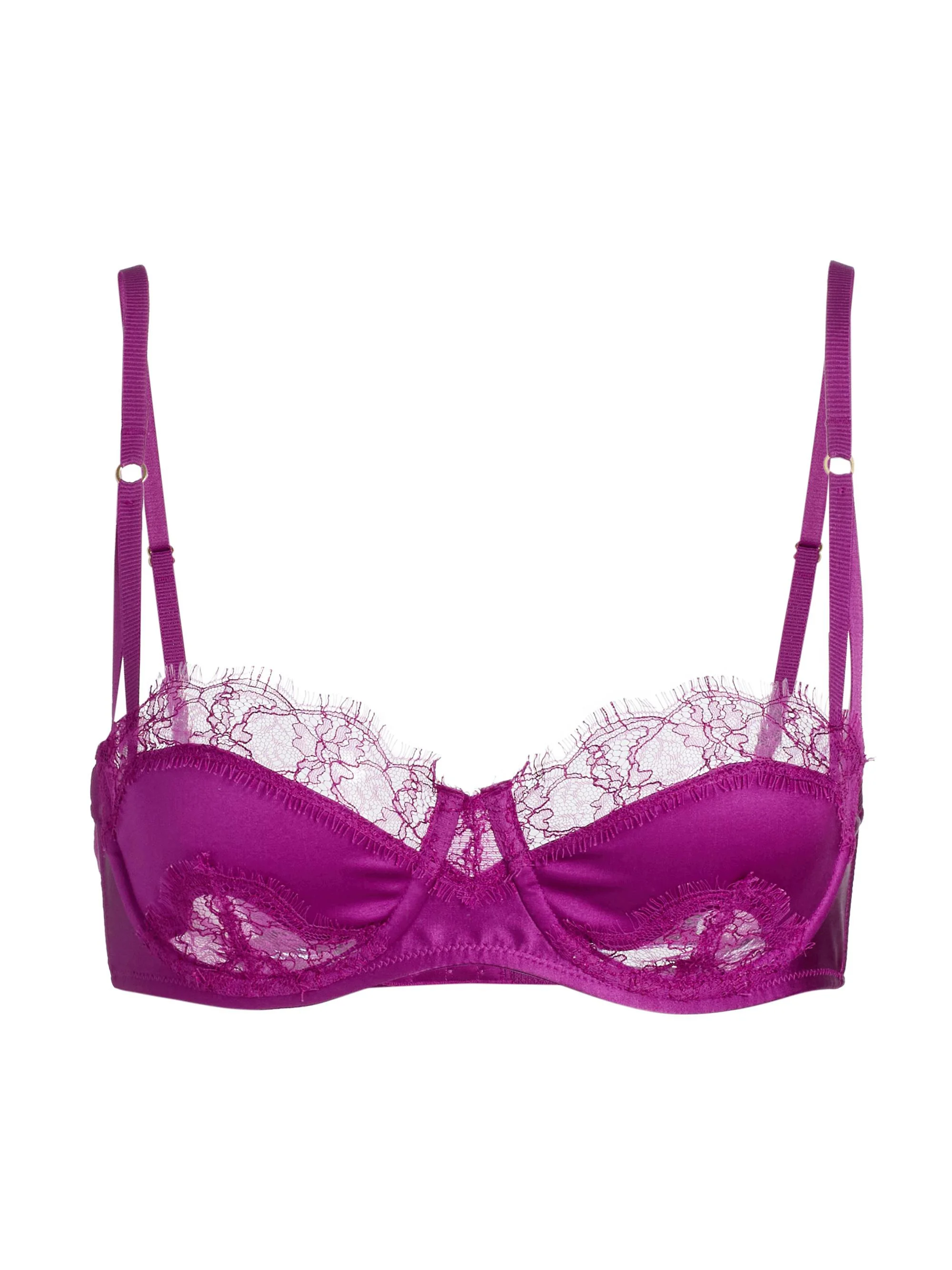 Women's Lace Inset Balconette Bra - Framboise - 1