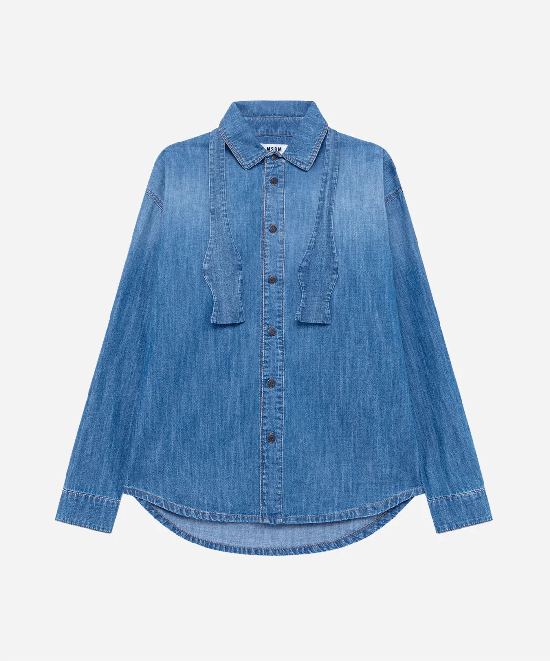 Denim shirt with contrast stitching - 1