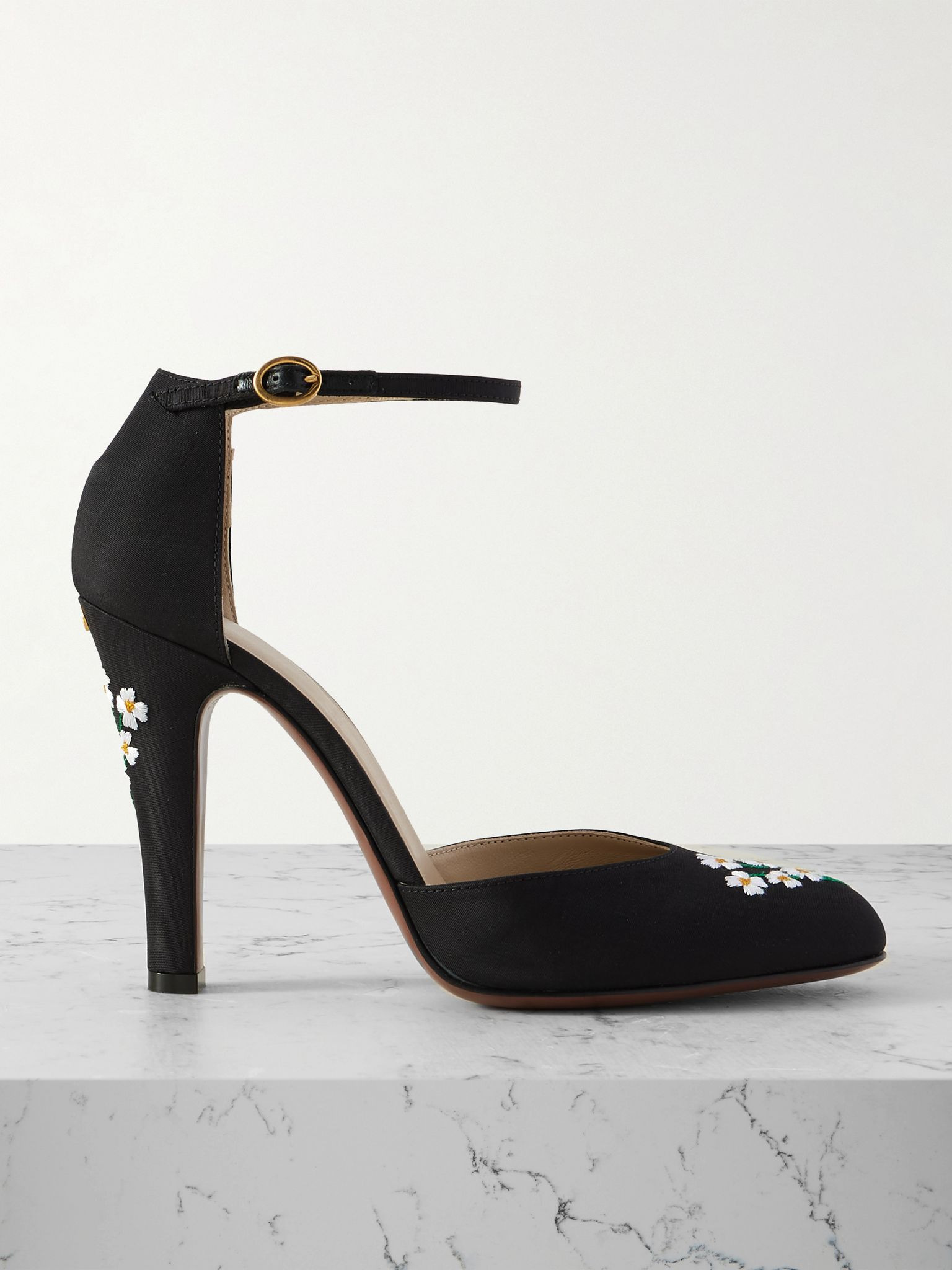 Dolly 105 embroidered shantung pumps Black - 1