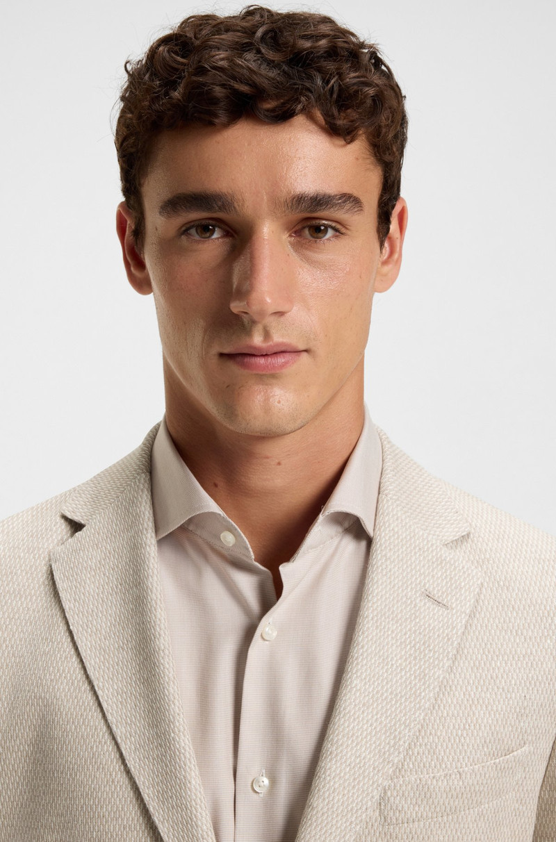 REGULAR-FIT PATTERNED BLAZER WITH LINEN AND COTTON 5