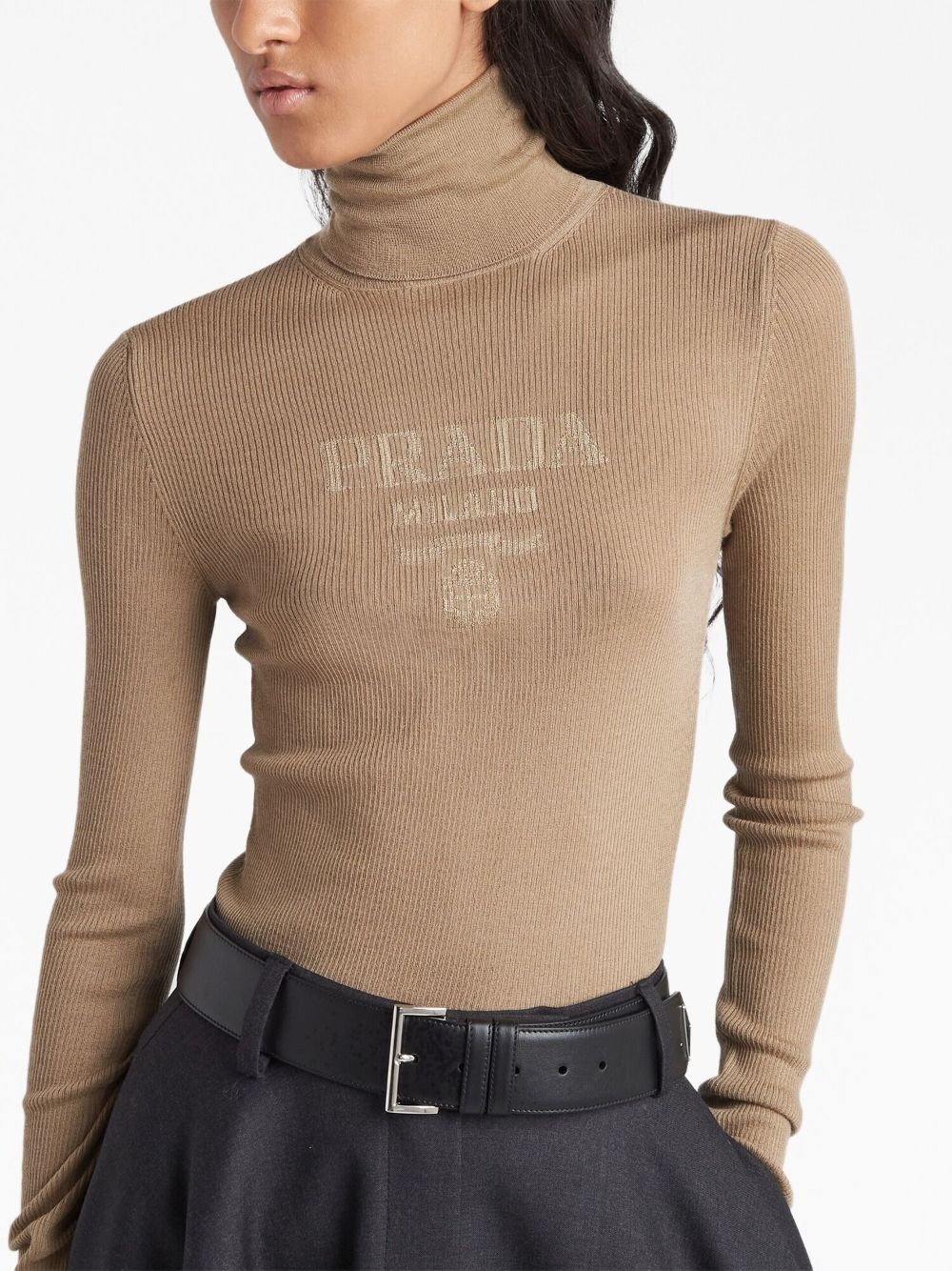 logo-intarsia wool rollneck jumper - 4
