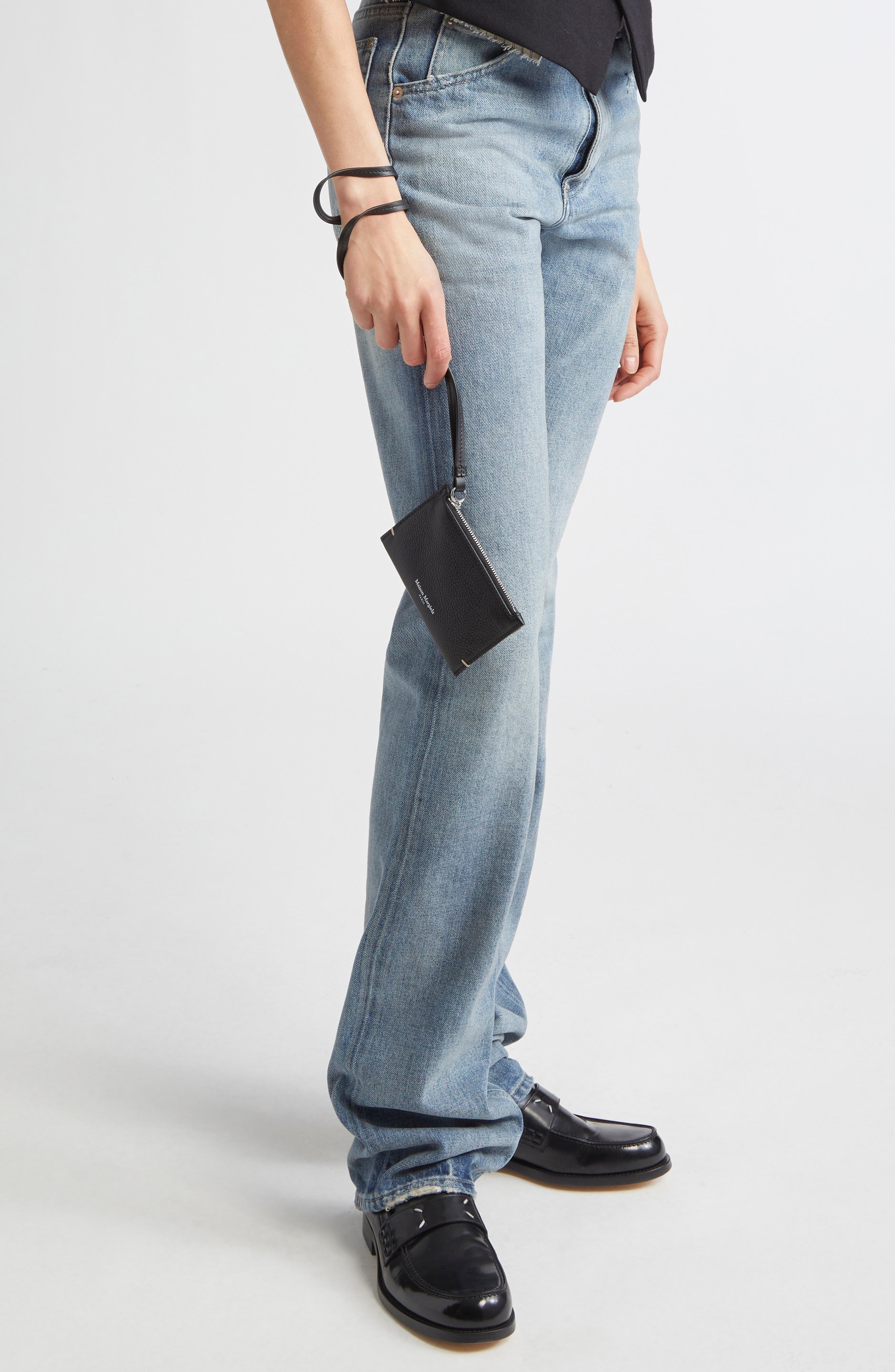 Maison Margiela Small MM4 Leather Pouch in Black/Black/Black at Nordstrom - 3