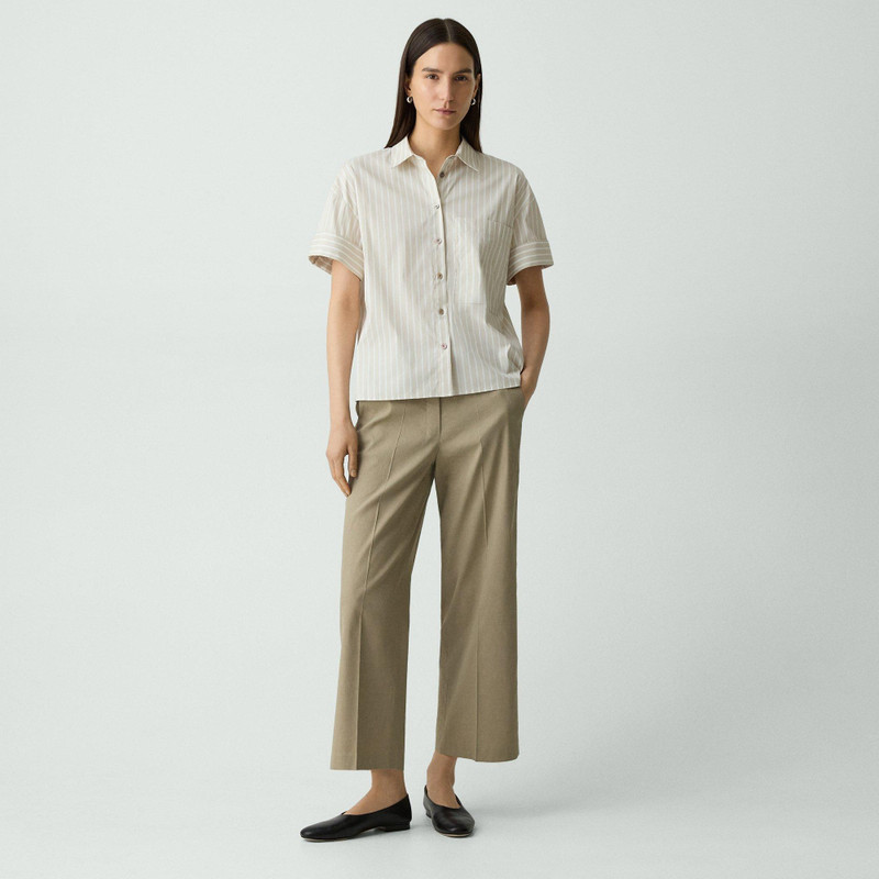 Theory Cuffed Shirt in Striped Cotton-Blend outlook