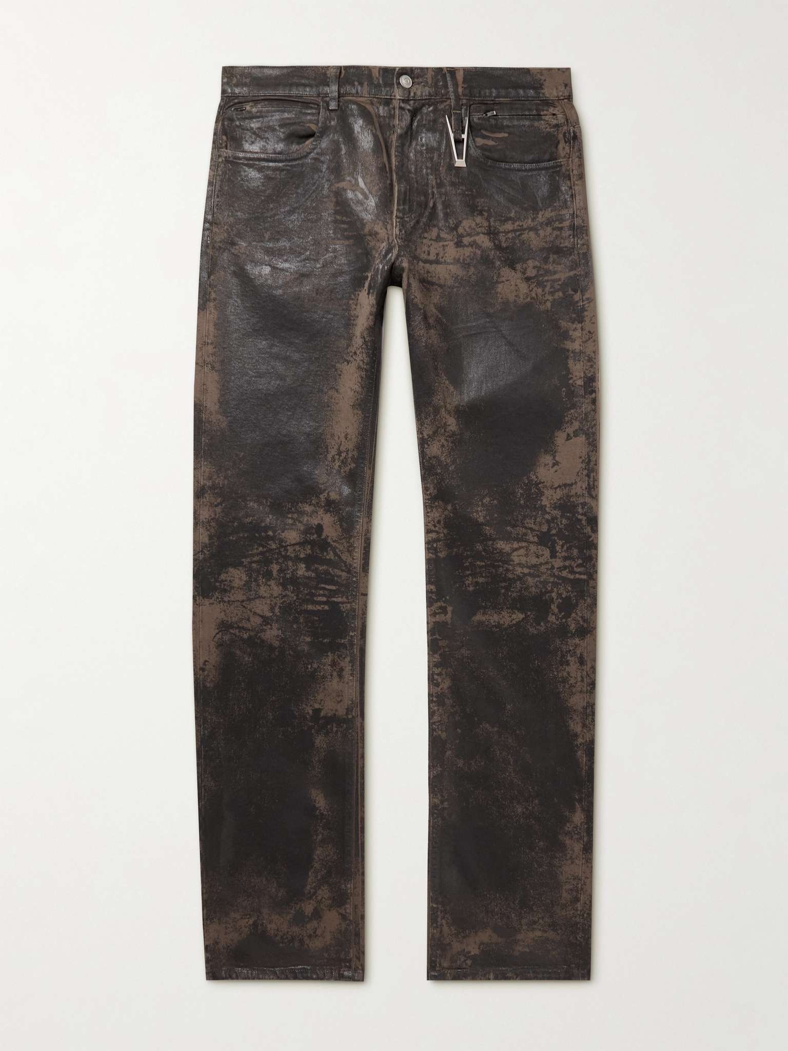 Straight-Leg Textured Coated Jeans - 1