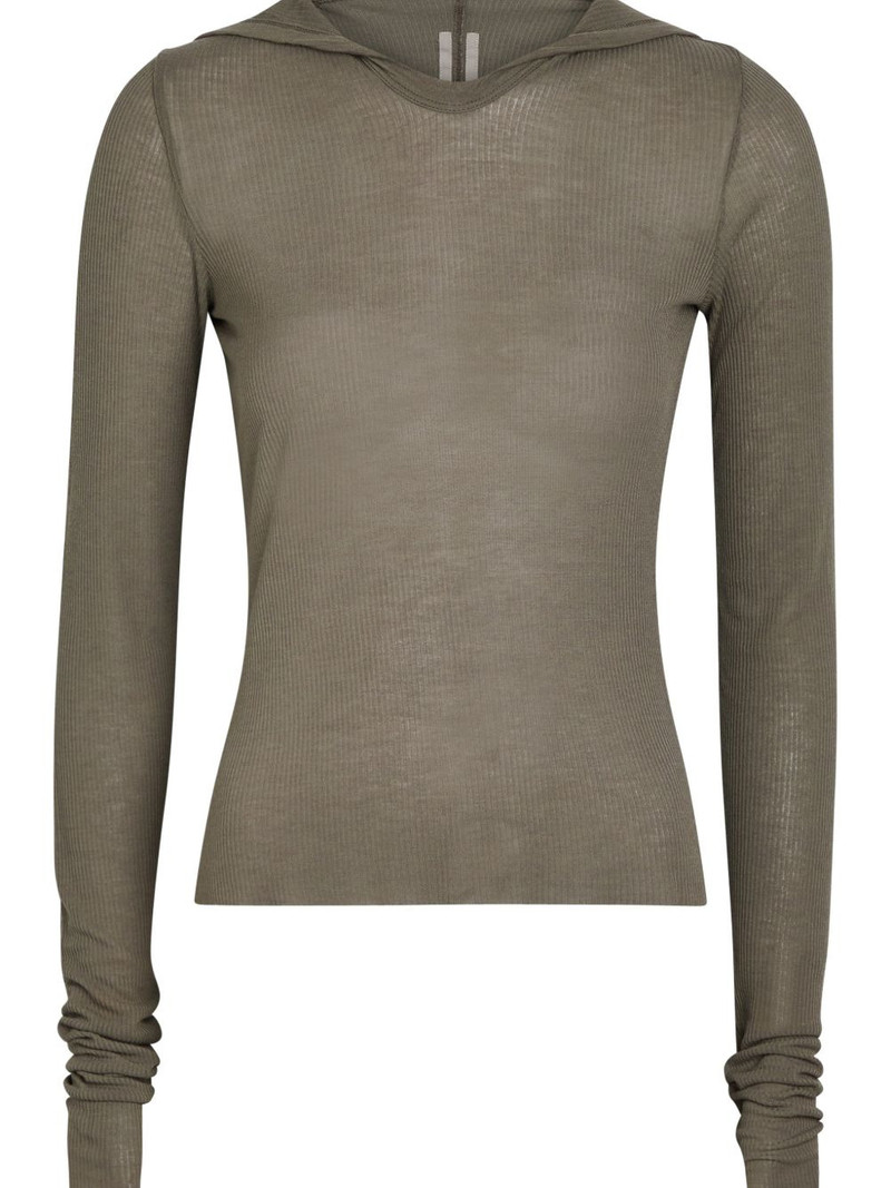 Rick Owens ribbed-knit hoodie outlook