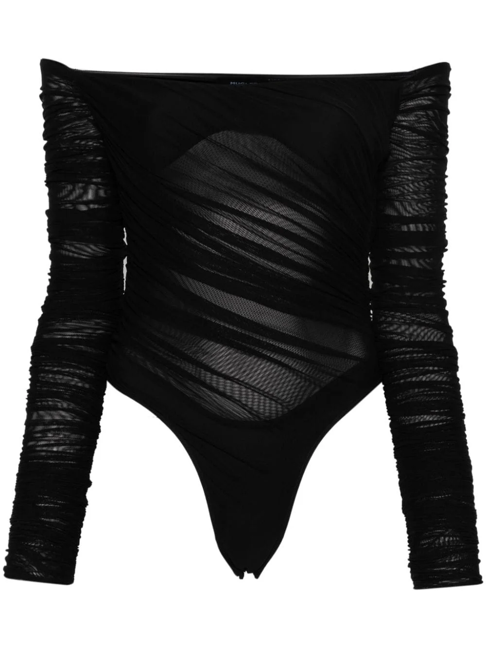 off-shoulder mesh bodysuit - 1