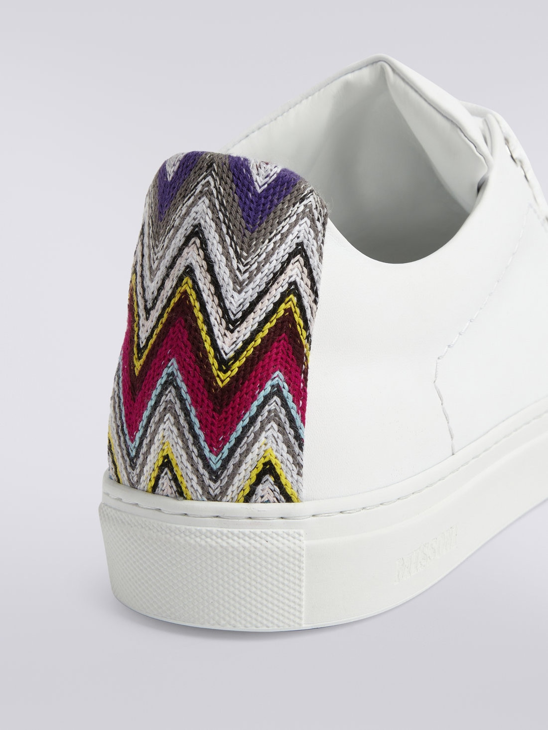 Leather trainers with chevron knit details - 4