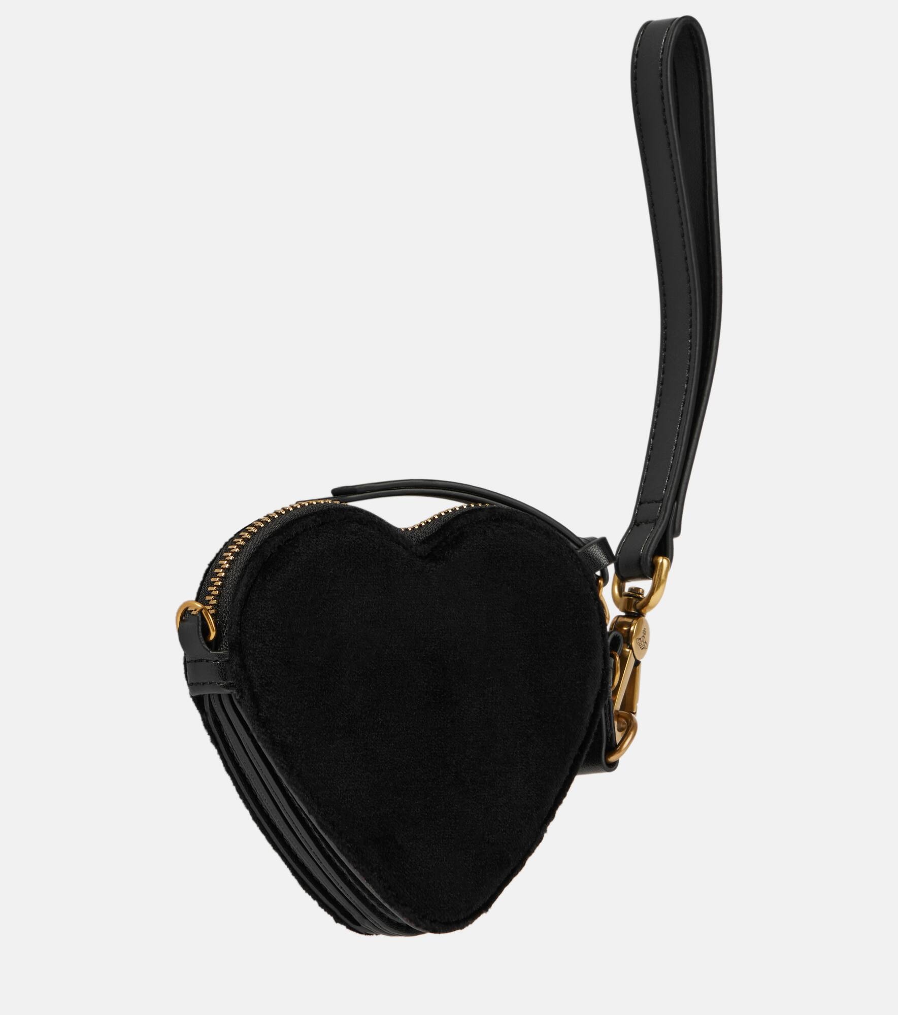 Heart velvet coin purse with strap - 4