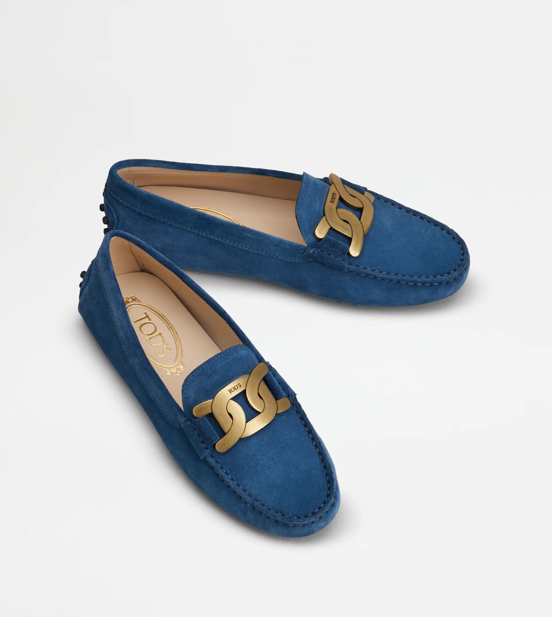 KATE GOMMINO DRIVING SHOES IN SUEDE - BLUE - 3