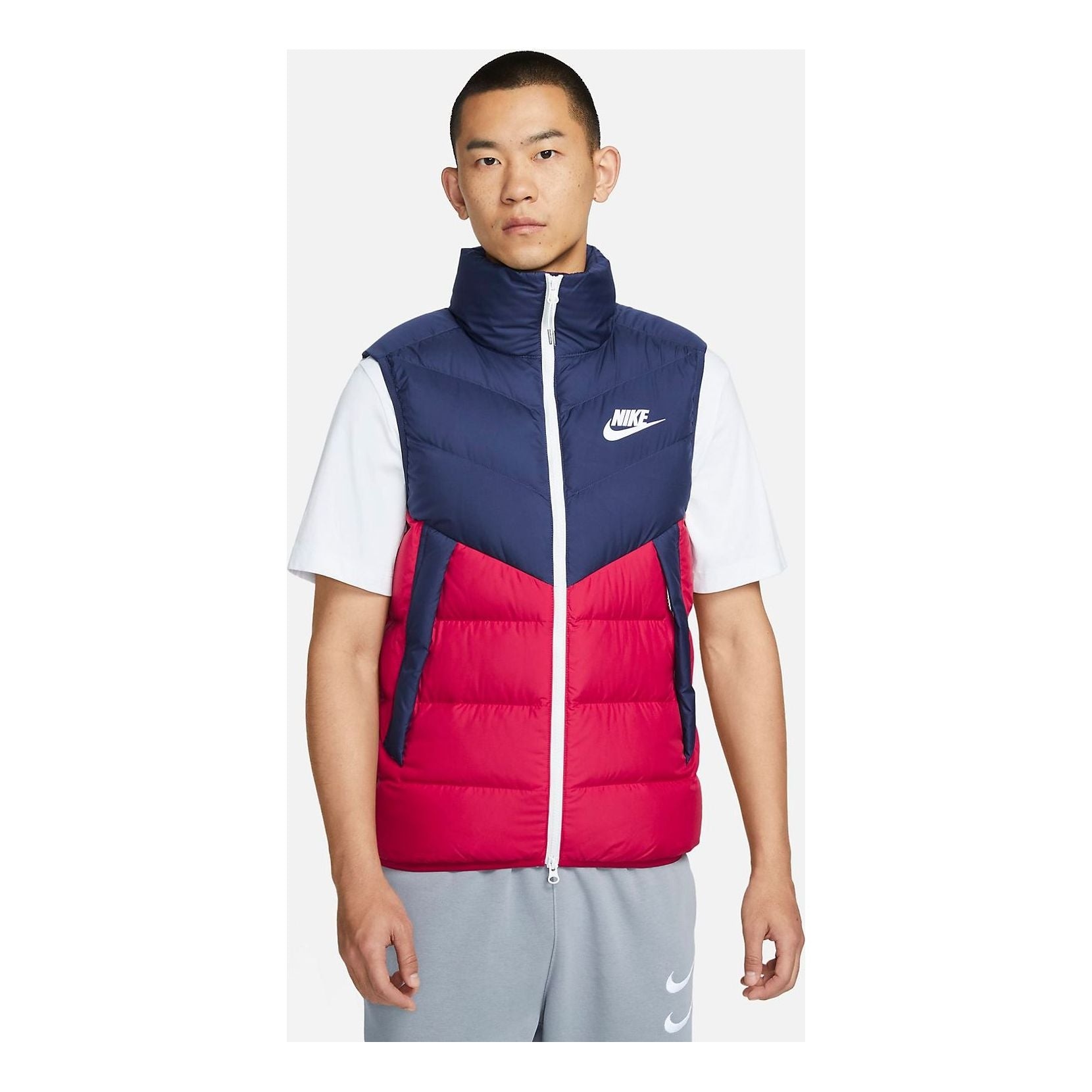 Nike Windproof Warm Stand Collar Down Vest 'Blue Red' DV0757-410 - 4