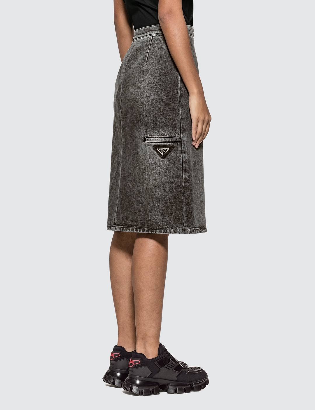 Washed Denim Mid Skirt - 3