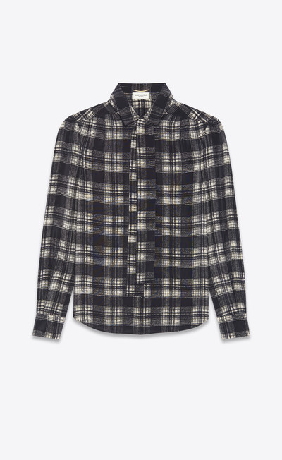 SAINT LAURENT lavallière-neck blouse in checked crepe de chine outlook