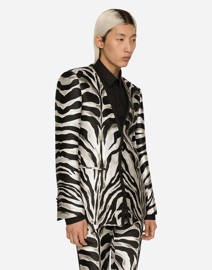 Zebra-design lamé jacquard Sicilia-fit jacket - 4