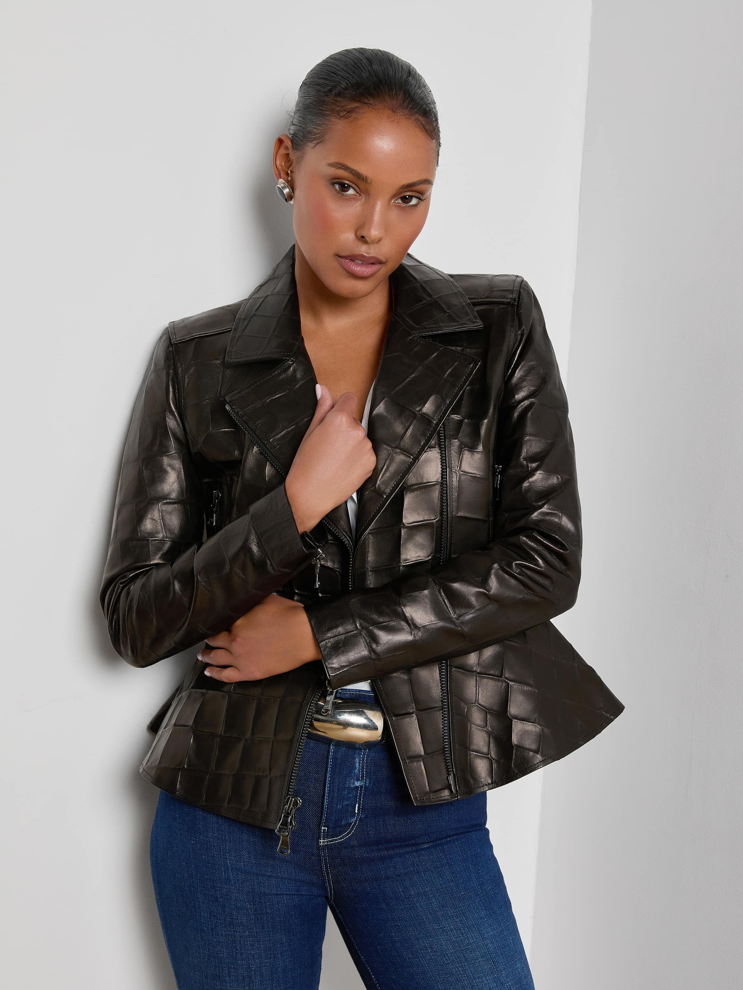 Lyric Leather Peplum Jacket - 6