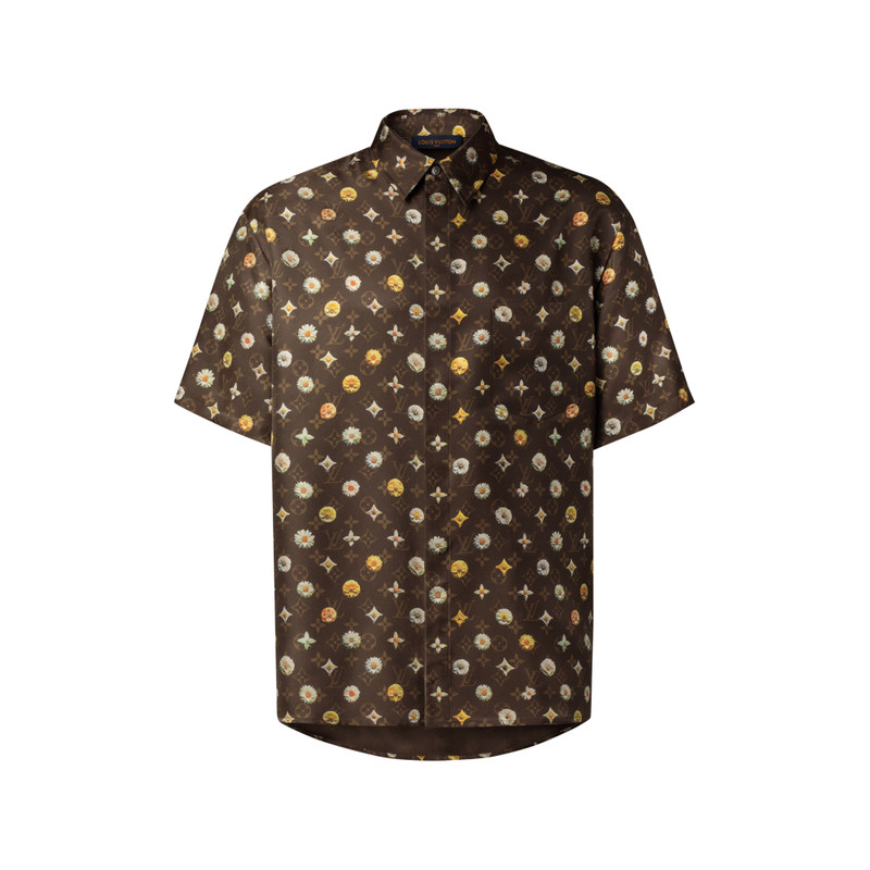 Monogram Printed Short-Sleeved Silk Shirt 1
