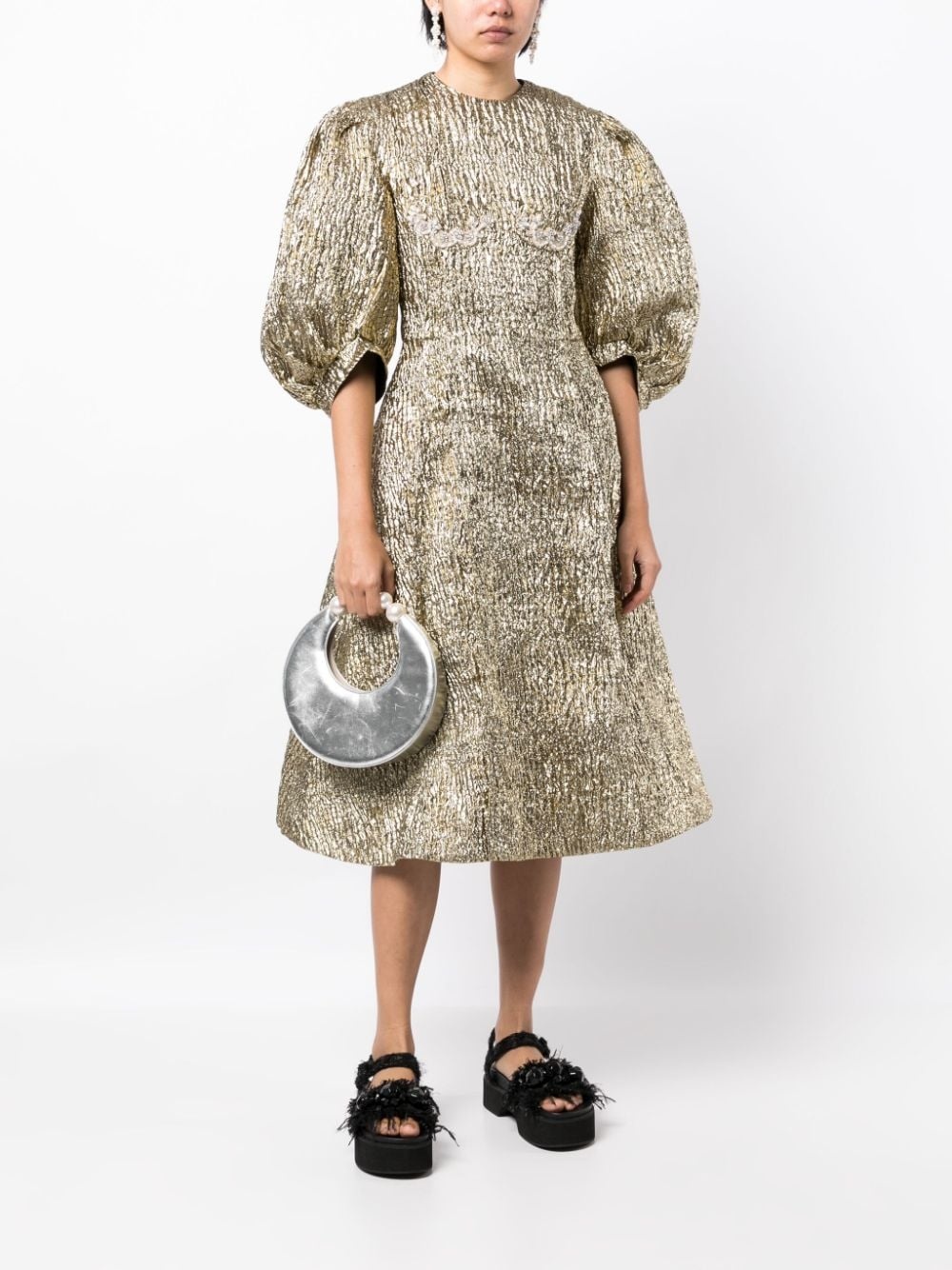 crystal-embellished cloquÃ© midi dress - 2