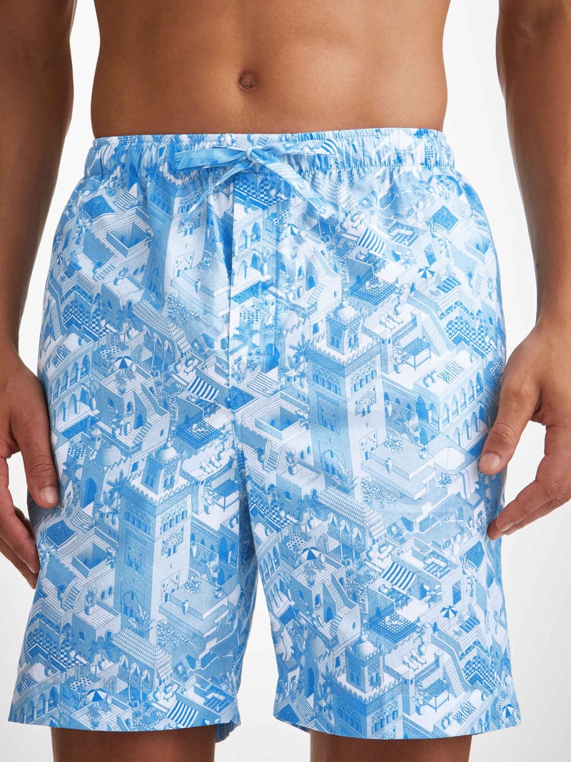 Men's Lounge Shorts Ledbury 70 Cotton Batiste Blue - 5