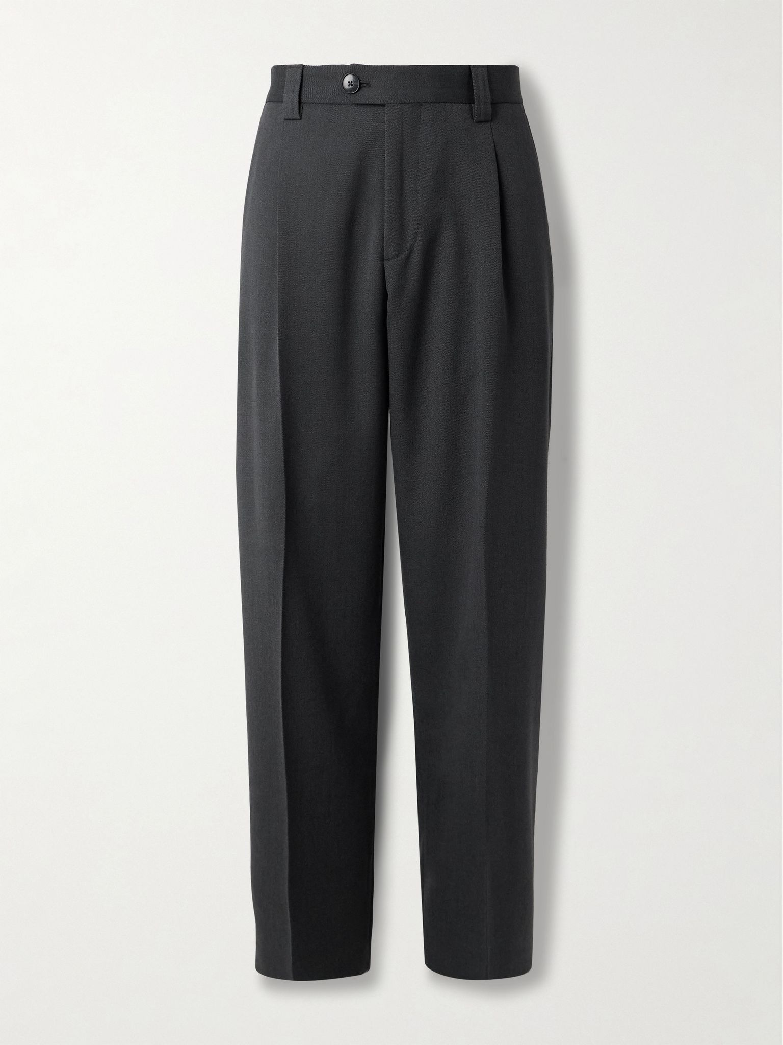 Service Wide-Leg Pleated Virgin Wool-Twill Trousers Gray - 1
