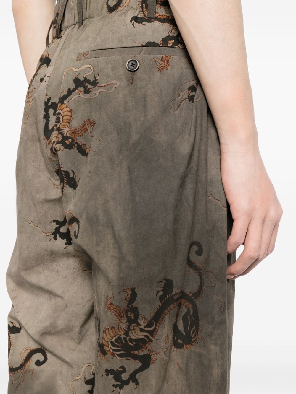 Pigiama dragon-print tapered cotton trousers - 5