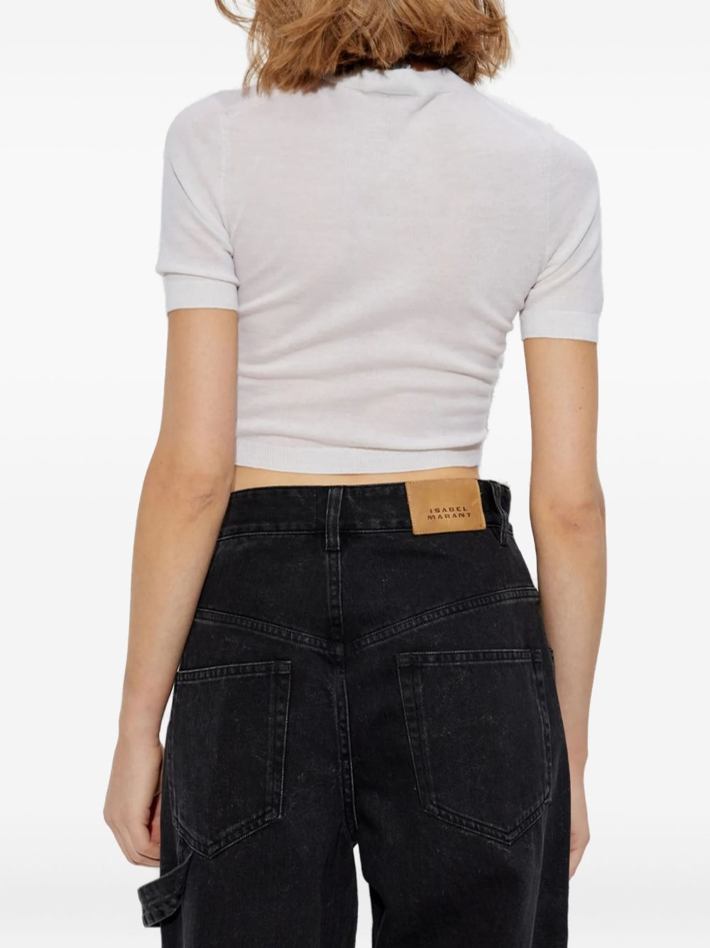 crem-neck crop T-shirt - 4