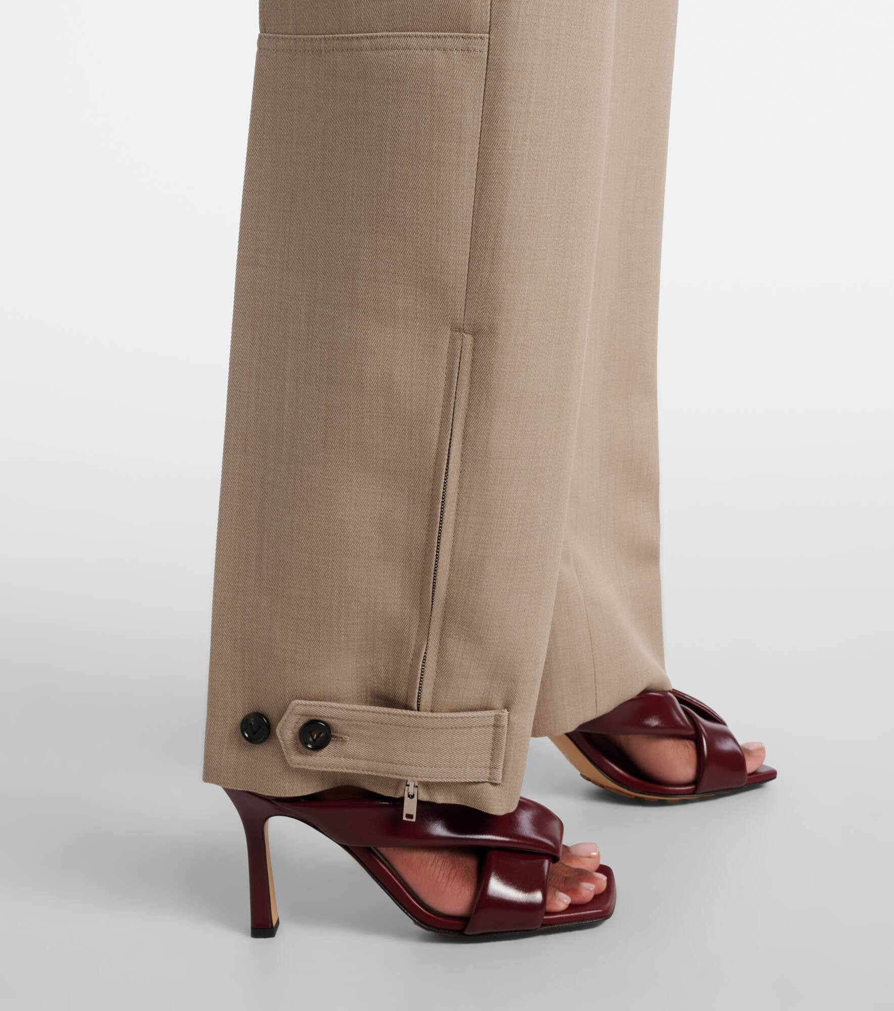 Belted high-rise wool straight pants - 5