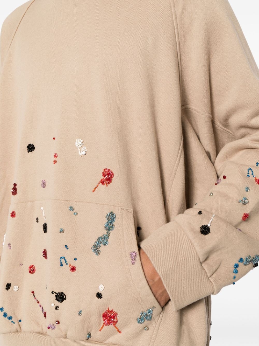 bead-embellished cotton hoodie - 5