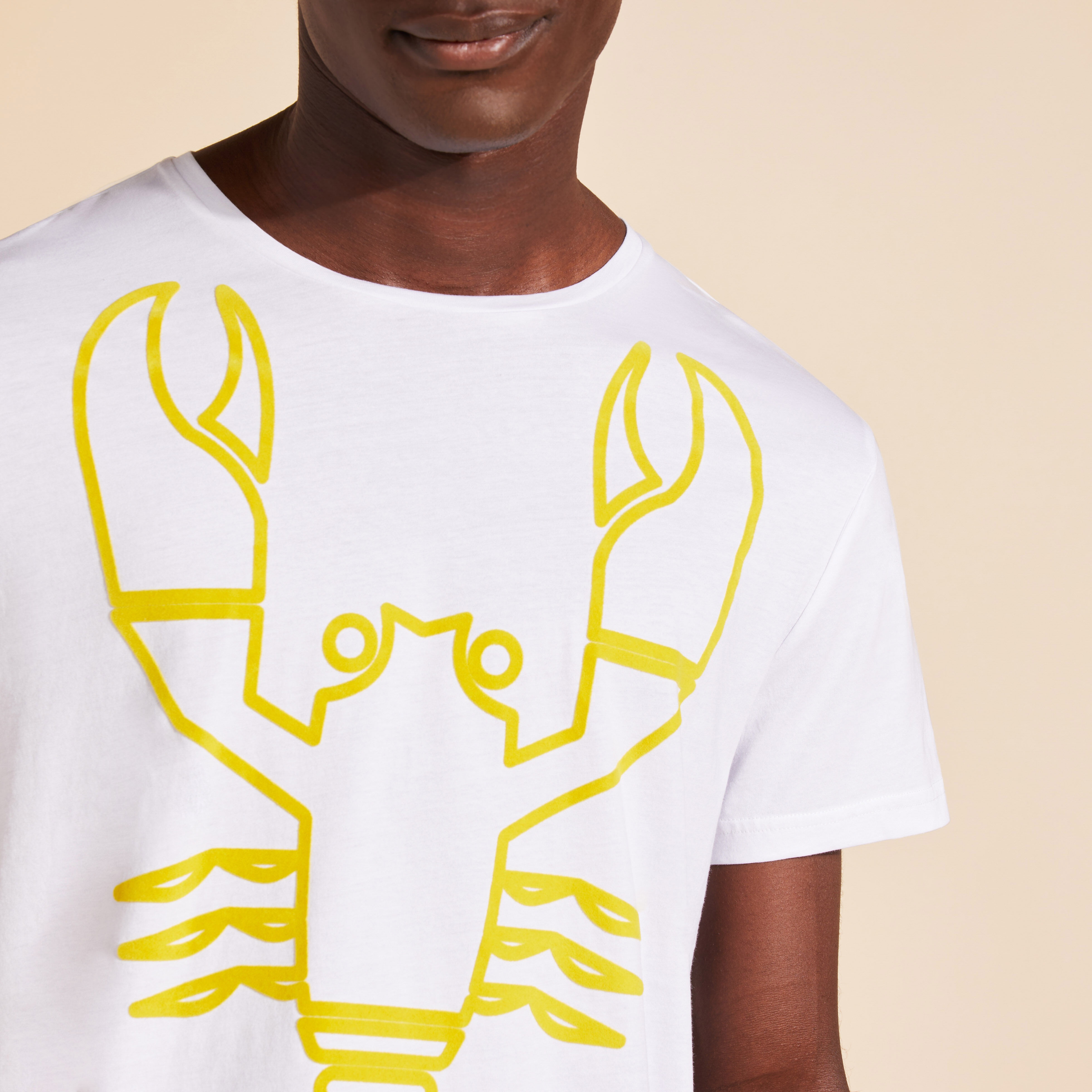 Men Organic Cotton T-Shirt Placed Flocked Lobster - 6
