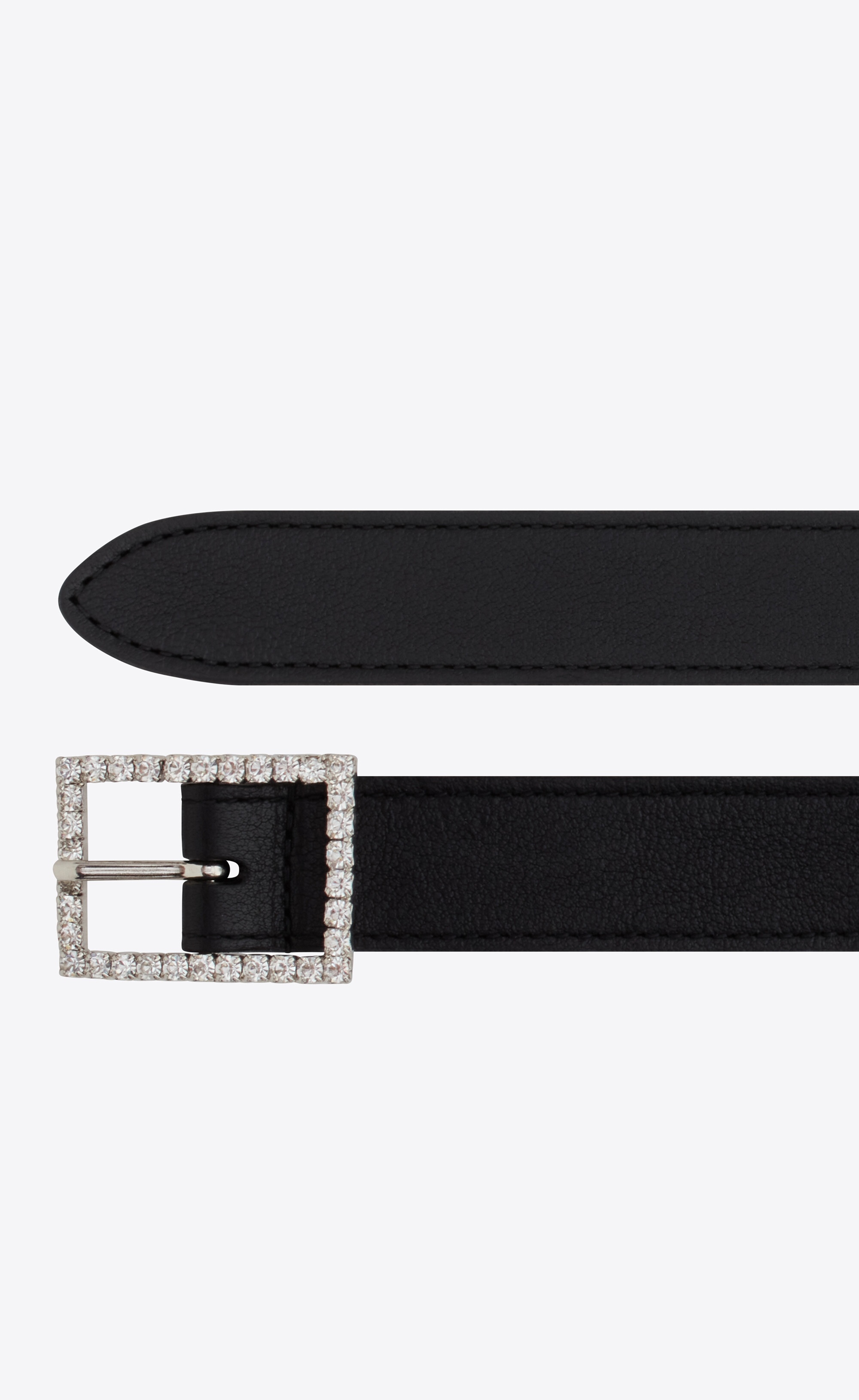 strass buckle belt in smooth leather - 2