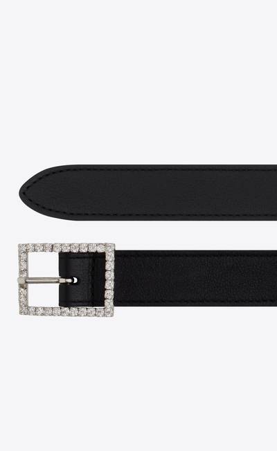 SAINT LAURENT strass buckle belt in smooth leather outlook