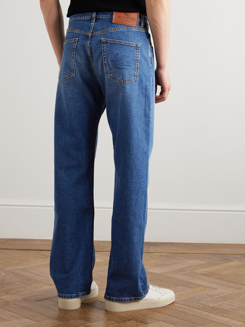 Straight-Leg Logo-Embroidered Jeans Blue 4
