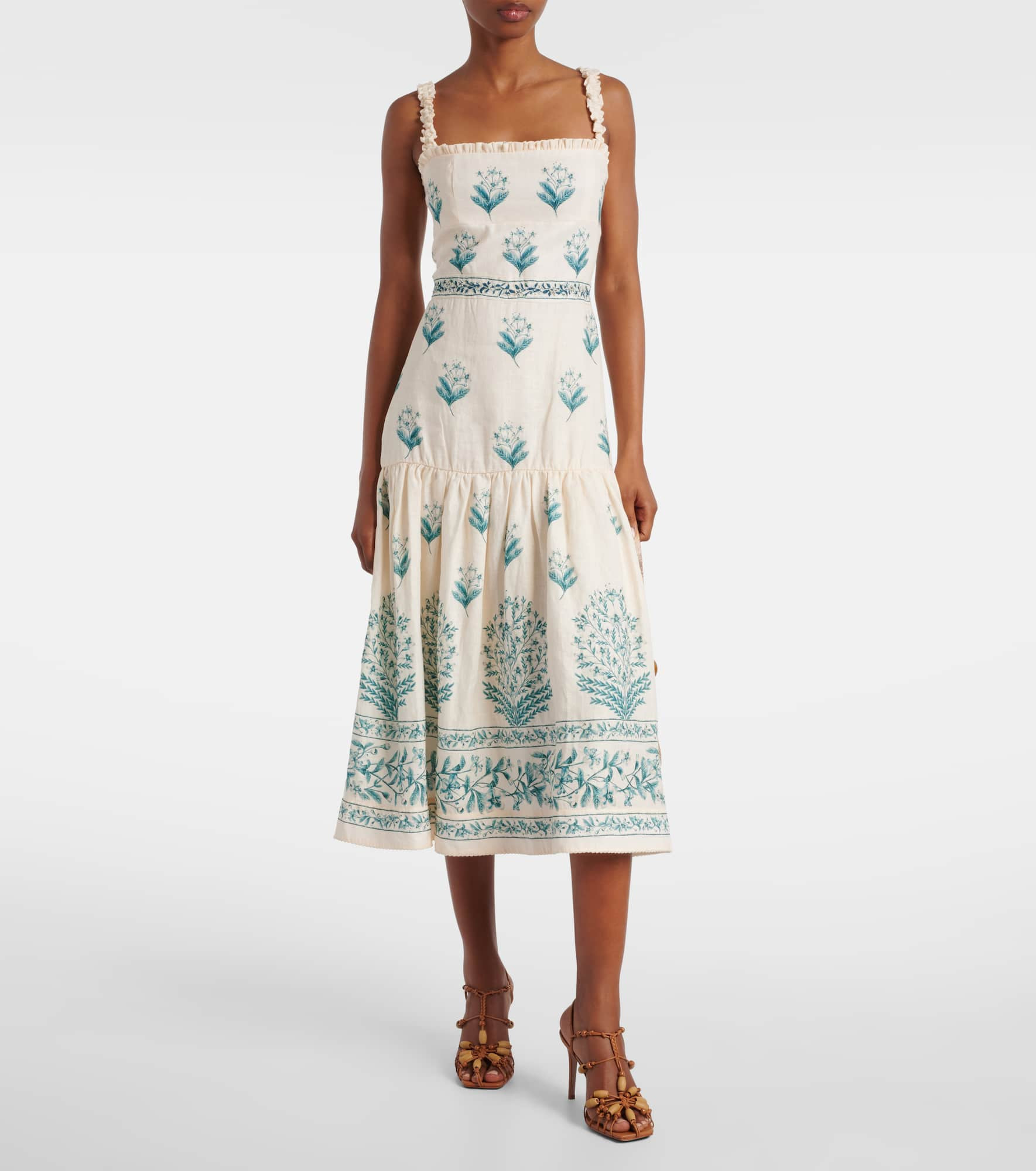 Nispero Ceiba floral linen midi dress - 2