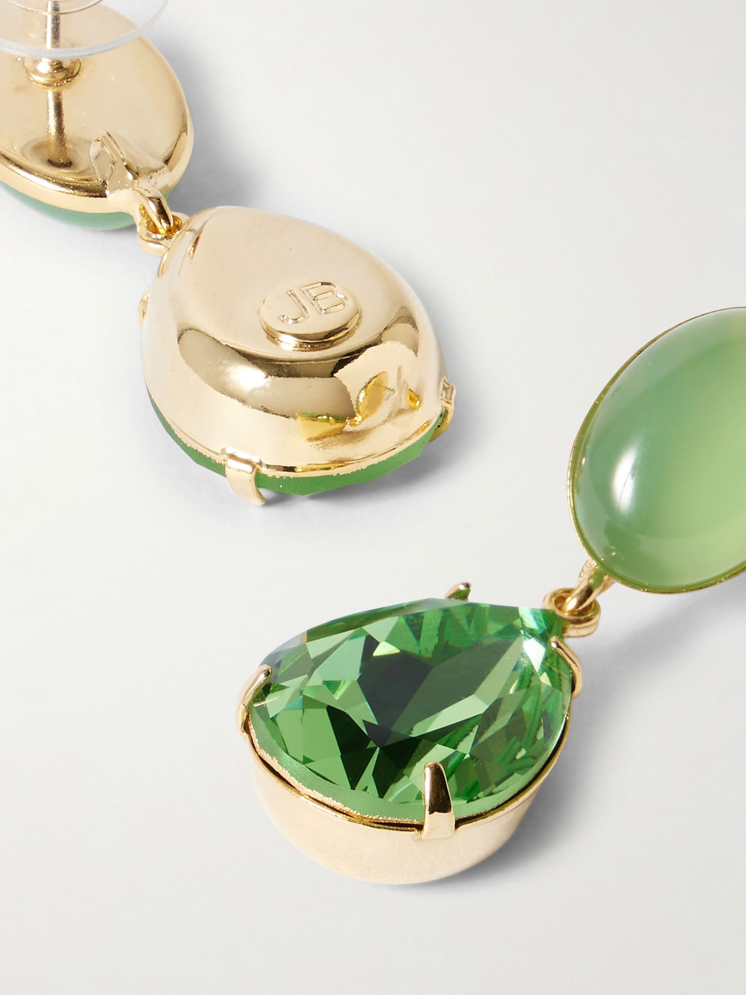 Linette gold-plated, chalcedony and crystal earrings Green - 3