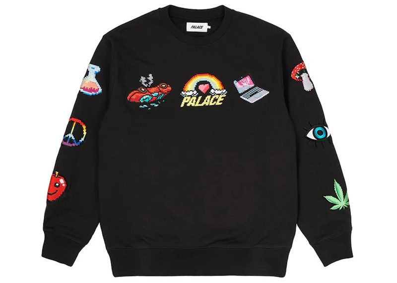 PALACE Palace Mixed Media Bitmap Crew Black outlook