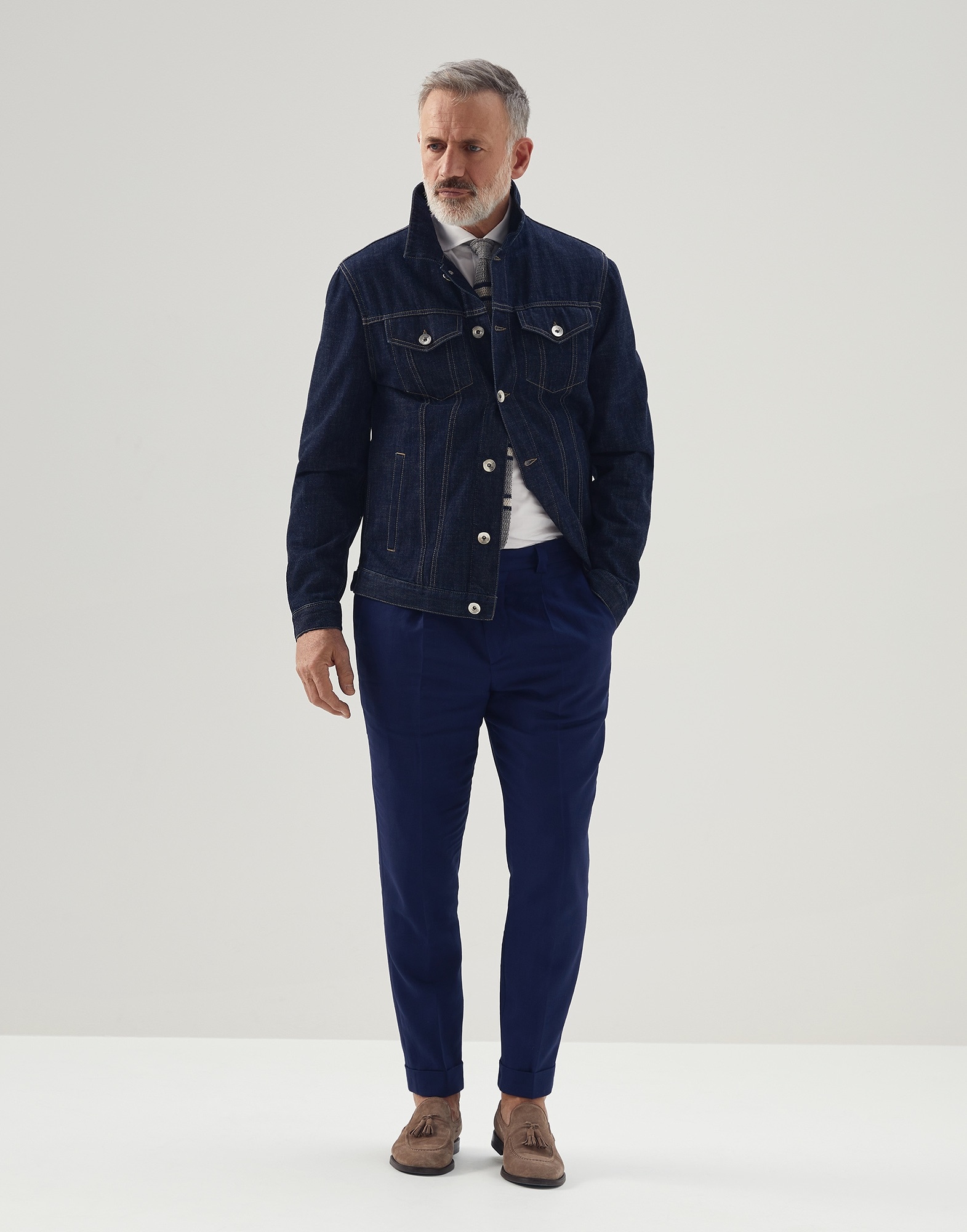 Linen and wool fresco leisure fit trousers with pleat - 4