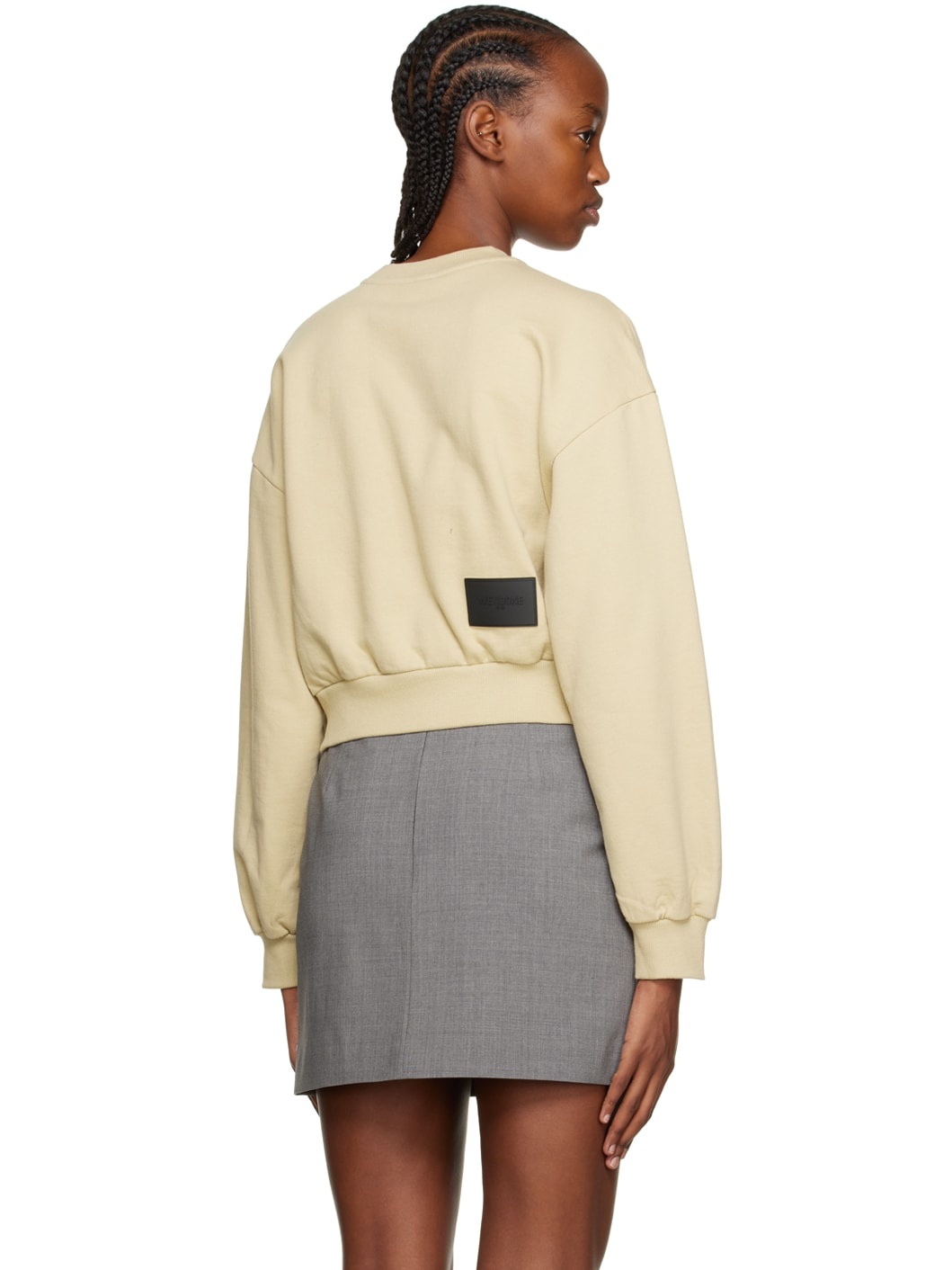 Beige Cursive Crop Sweatshirt - 3