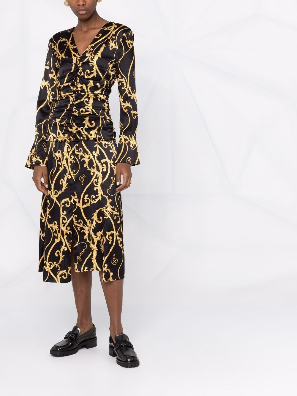 baroque-print dress - 2