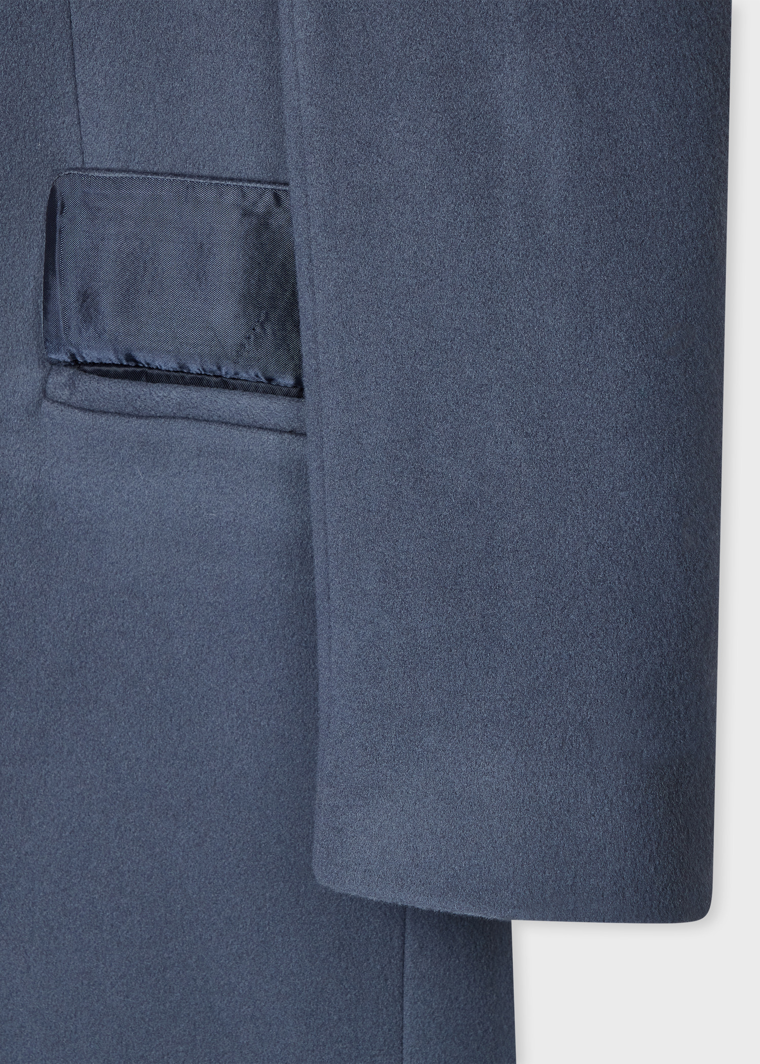 Steel Blue Wool-Cashmere Epsom Coat - 3