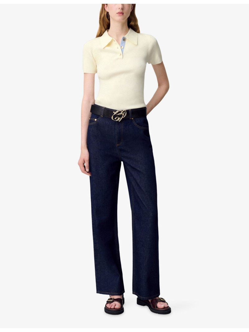 Claudie Pierlot Short-Sleeved Ribbed Knitted Polo Shirt outlook
