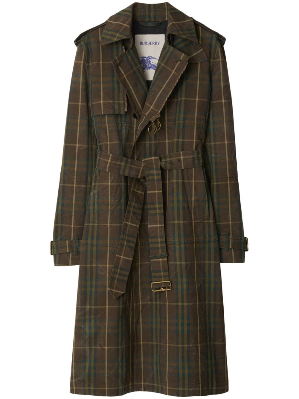 checked cotton trench coat - 1