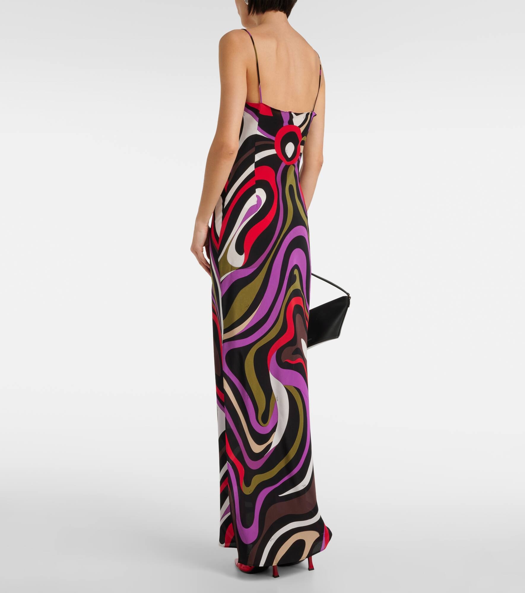 Marmo-print crêpe de chine maxi dress - 3