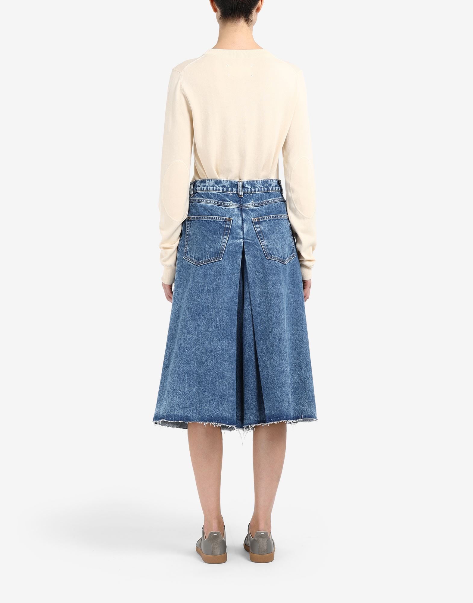 Spliced recycled denim culottes - 4