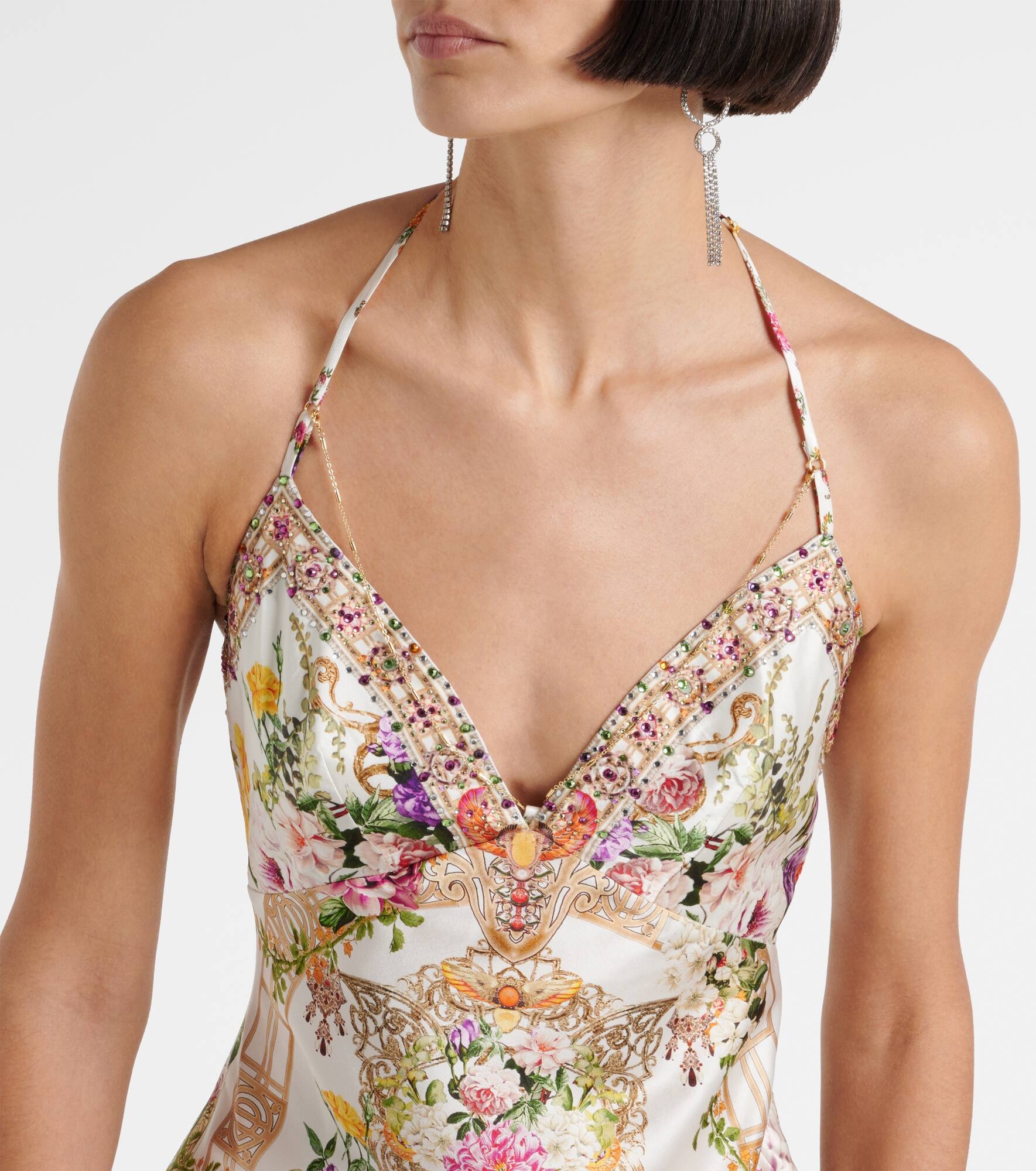 Chain-detail silk maxi dress - 4