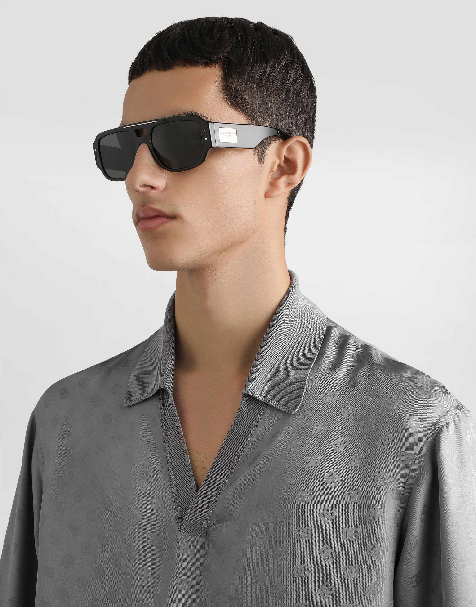 Silk jacquard polo shirt with DG logo - 4
