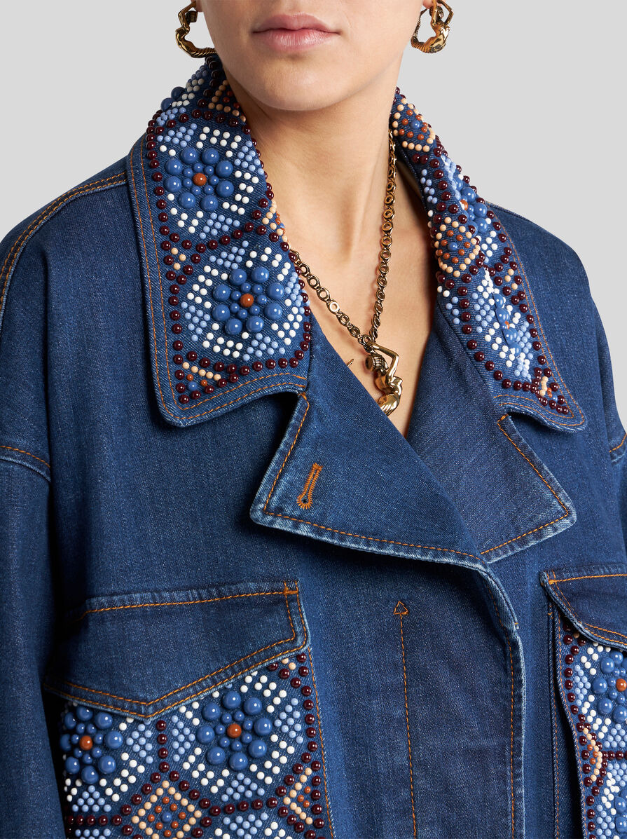 CROPPED JACKET WITH PEARL EMBROIDERY - 2