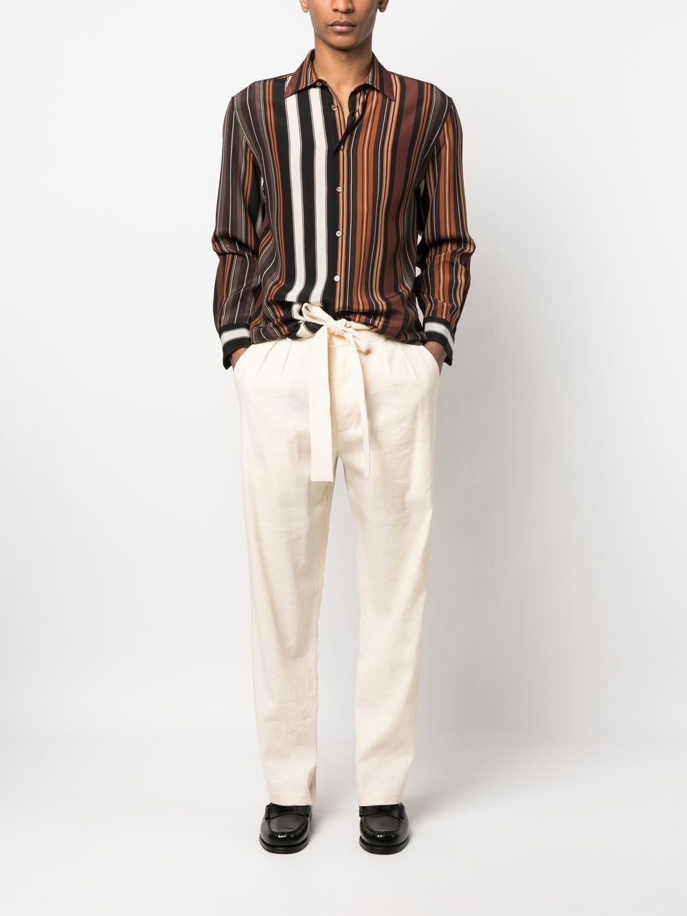 striped long-sleeve silk shirt - 2