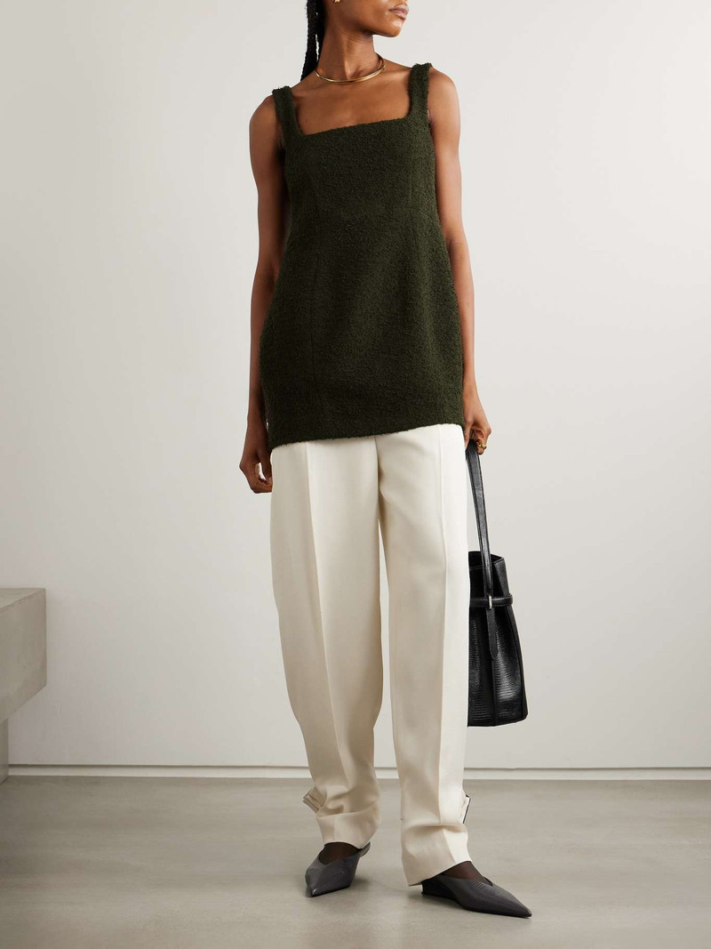 TOTEME Wool-blend bouclé top Dark green outlook